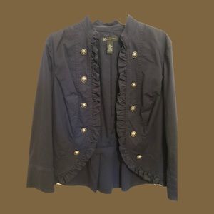 Gold Button Black Frill Jacket